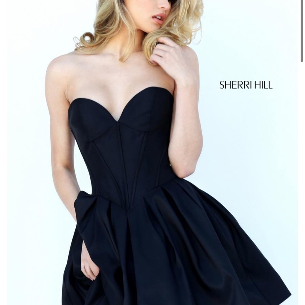 Sherri Hill Black Strapless Dress size 2